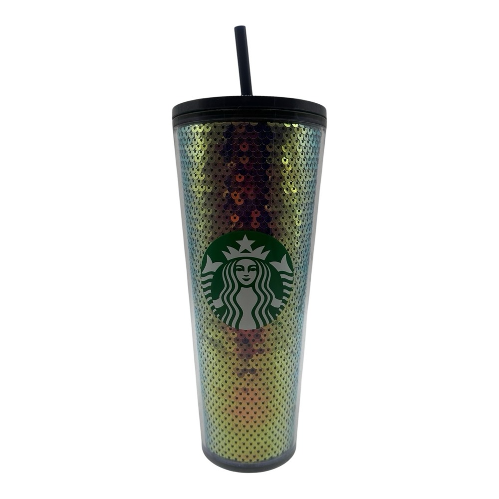 Starbucks‎ Sequin Tumbler Iridescent Purple Dichroic Navy Holiday 2020 - 24 oz